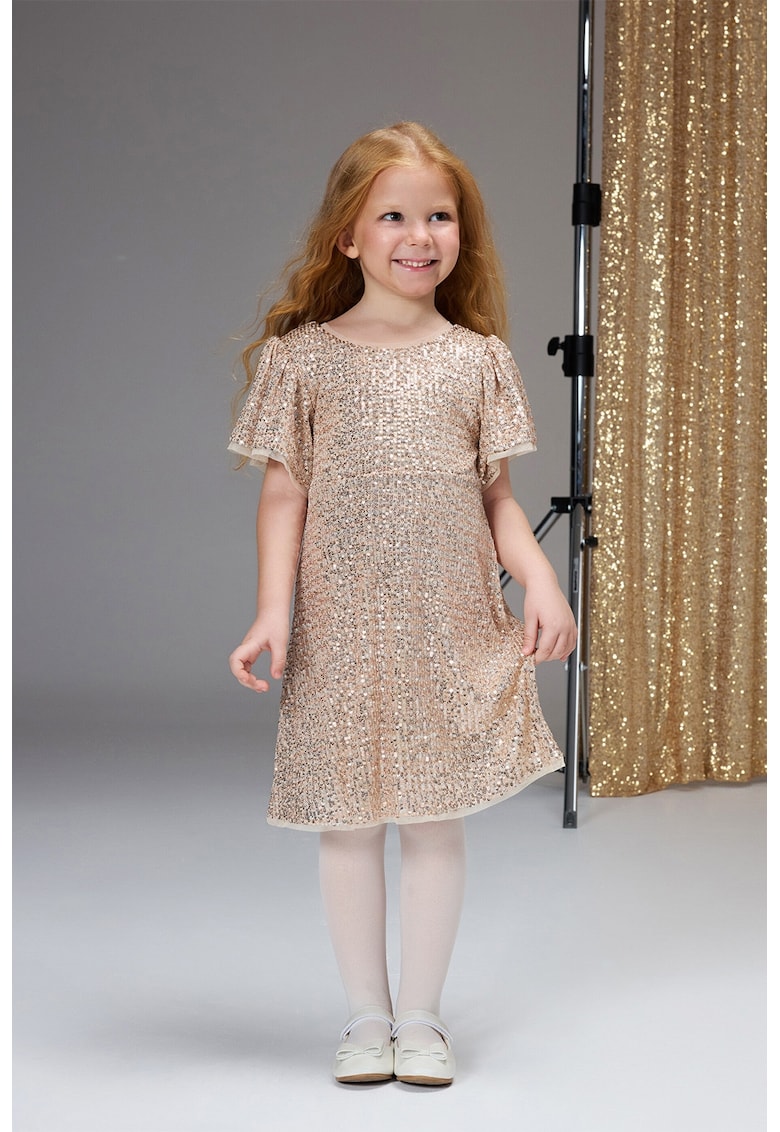 Rochie cu croiala in A si paiete - Auriu