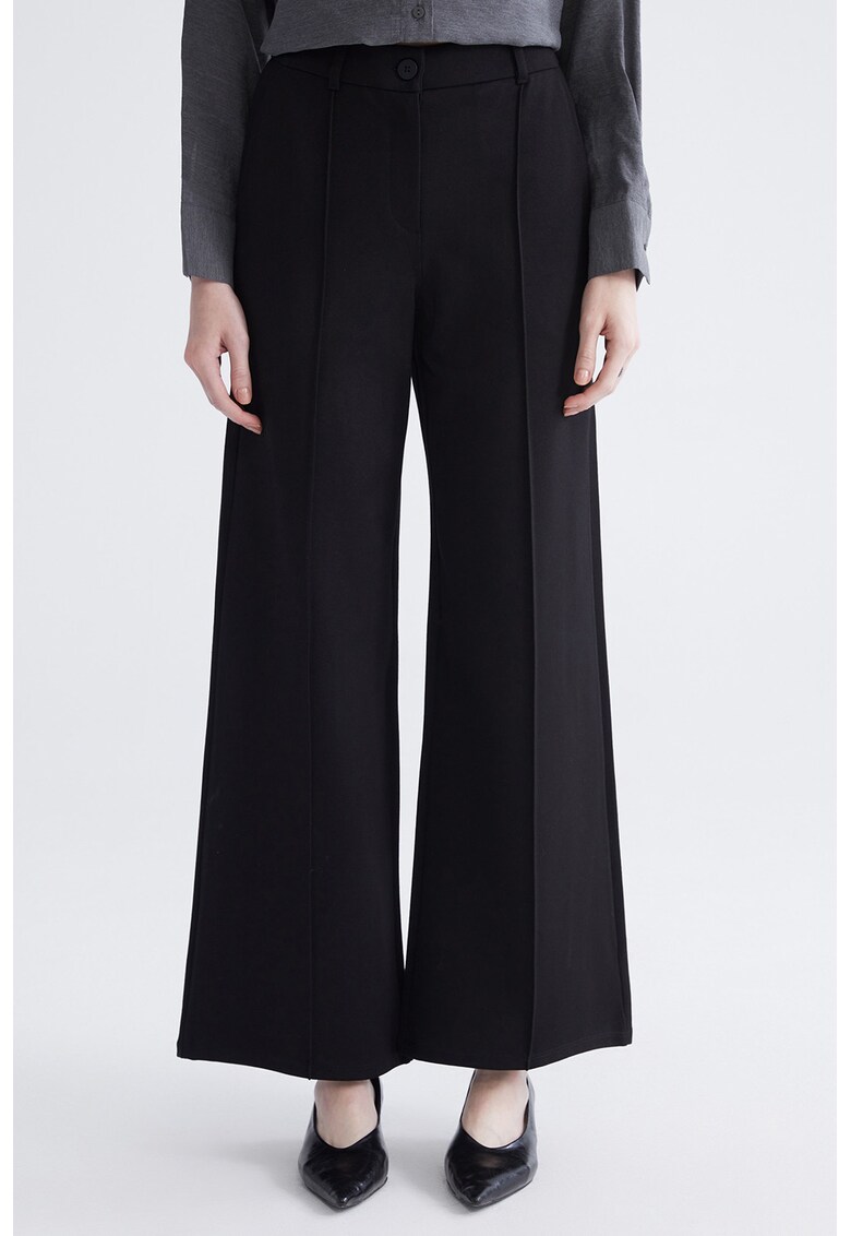 Pantaloni palazzo cu pensa - Negru