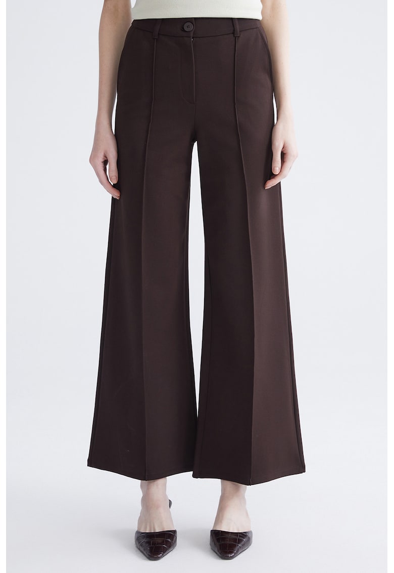 Pantaloni palazzo cu pensa - Maro inchis