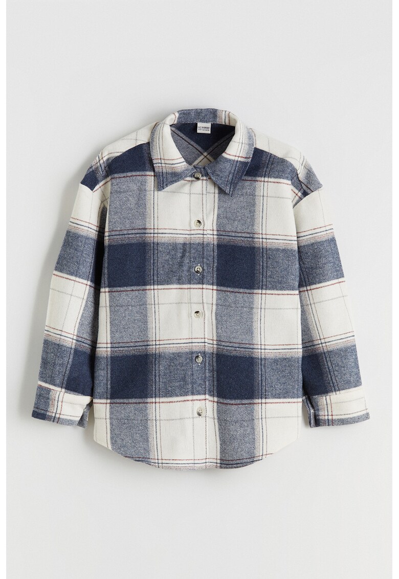 Camasa cu model si guler clasic - Alb/Bleumarin