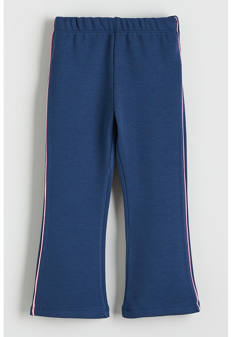 Pantaloni slim fit evazati de trening cu talie elastica - Albastru inchis