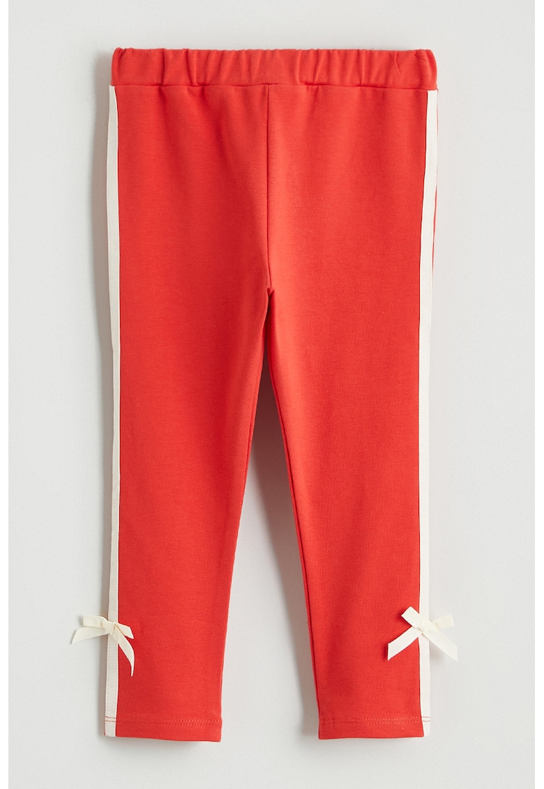 Pantaloni slim fit cu funde laterale - Coral
