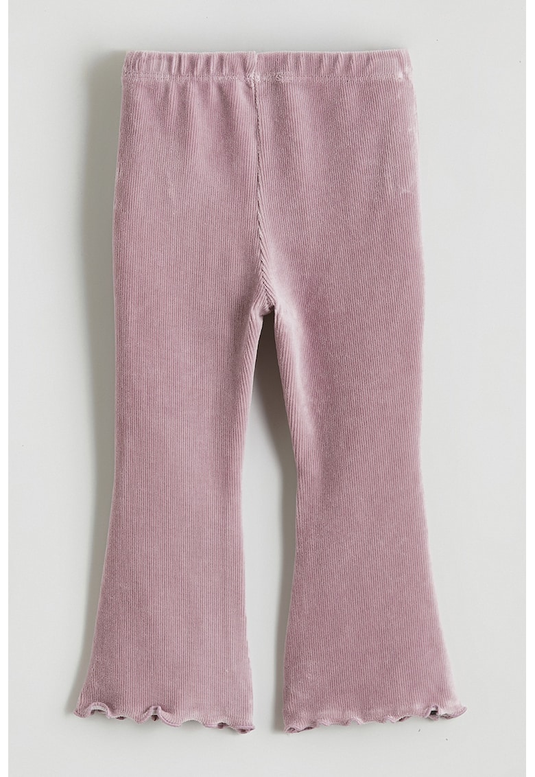 Pantaloni striati cu talie elastica - Lila