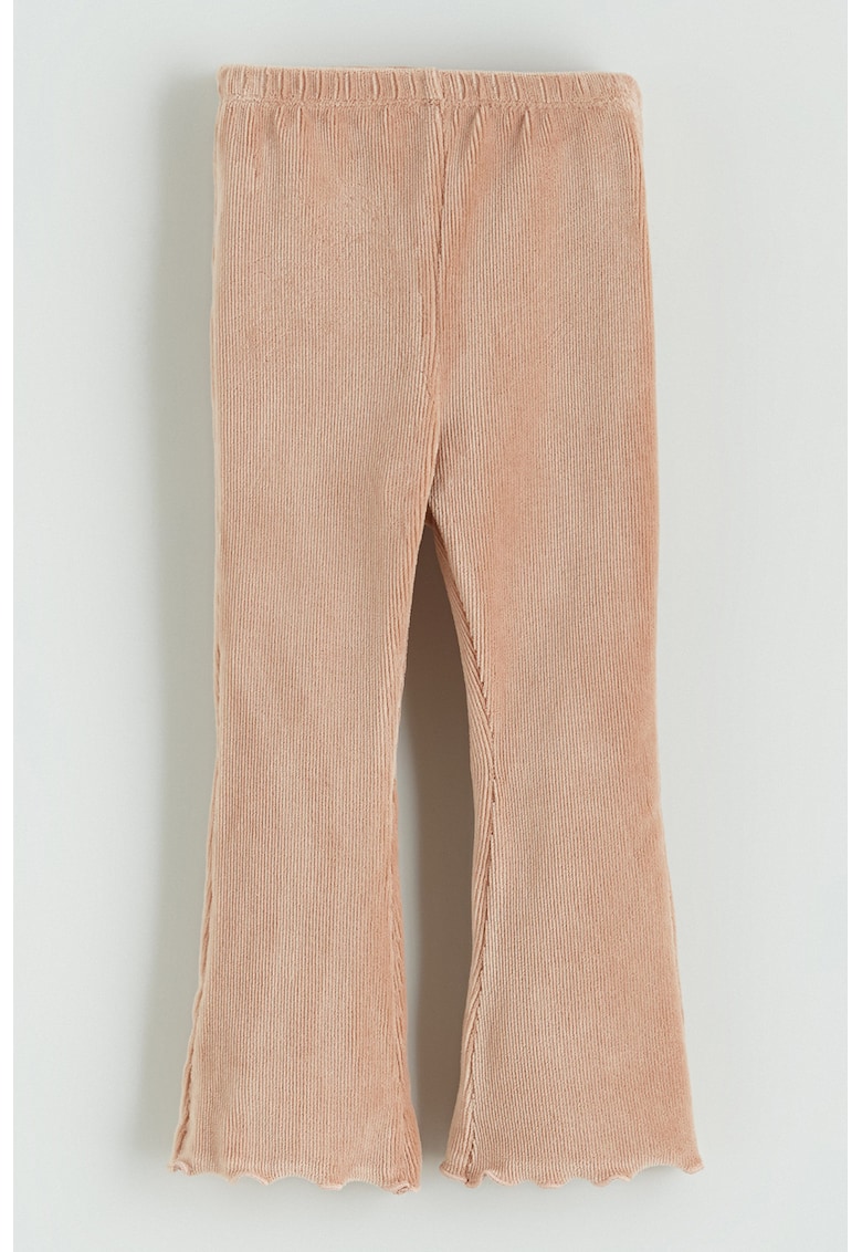 Pantaloni striati cu talie elastica - Piersica