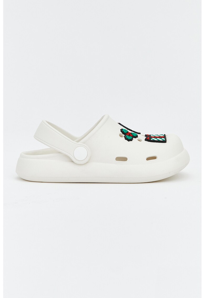 Saboti cu aplicatie de Craciun si Hello Kitty - Alb