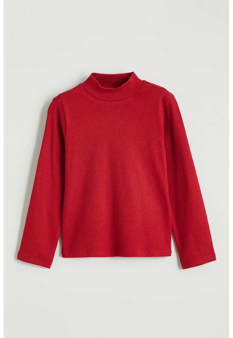 Bluza striata cu guler scurt - Rosu