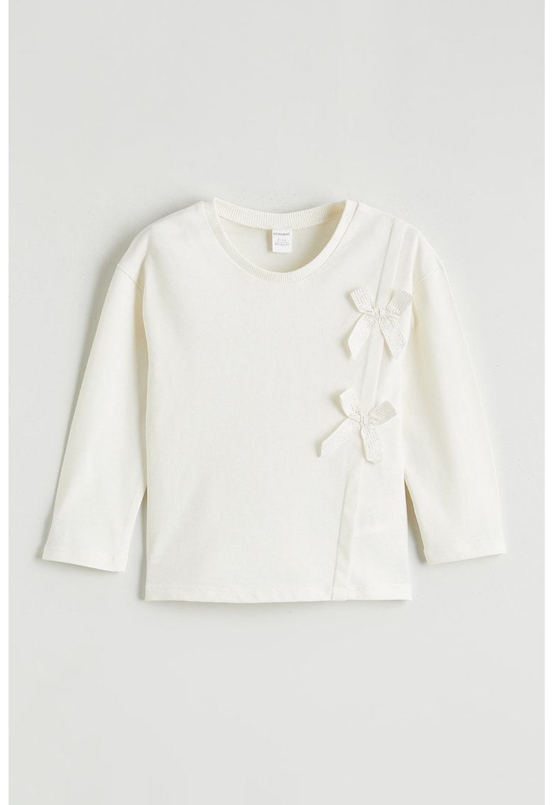 Bluza de bumbac cu funda - Alb