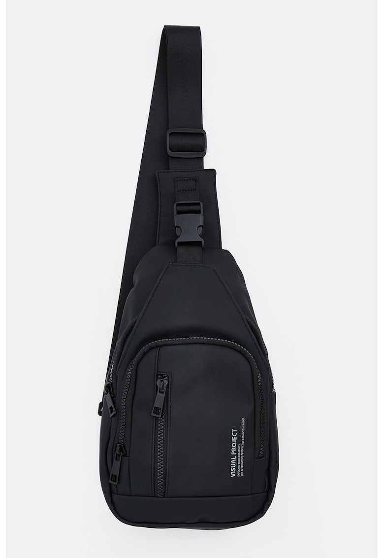 Geanta slingbag cu partea din spate captusita - Negru
