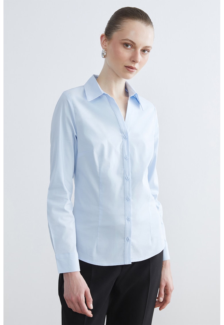 Camasa regular-fit cu guler clasic - Albastru glaciar