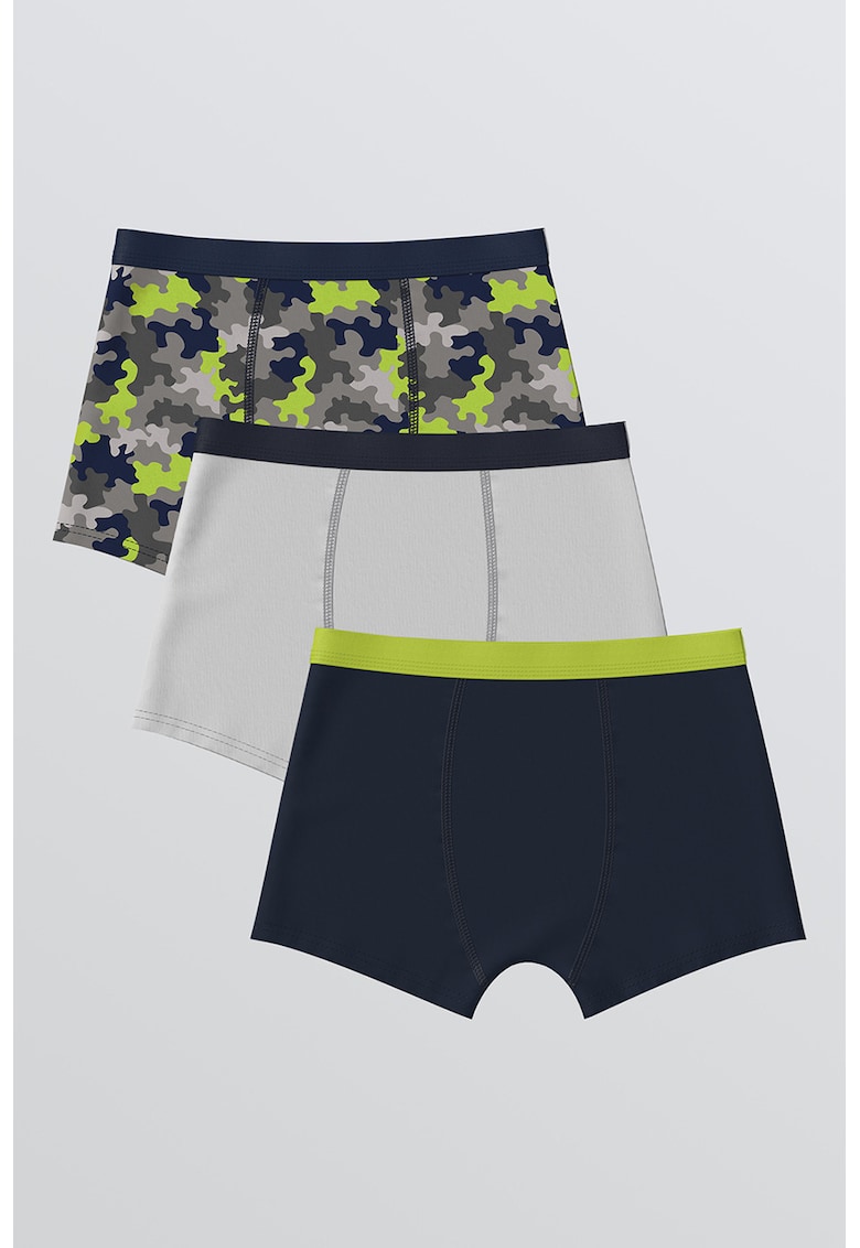 Set de boxeri din amestec de bumbac - 3 perechi - Negru/Galben/Gri