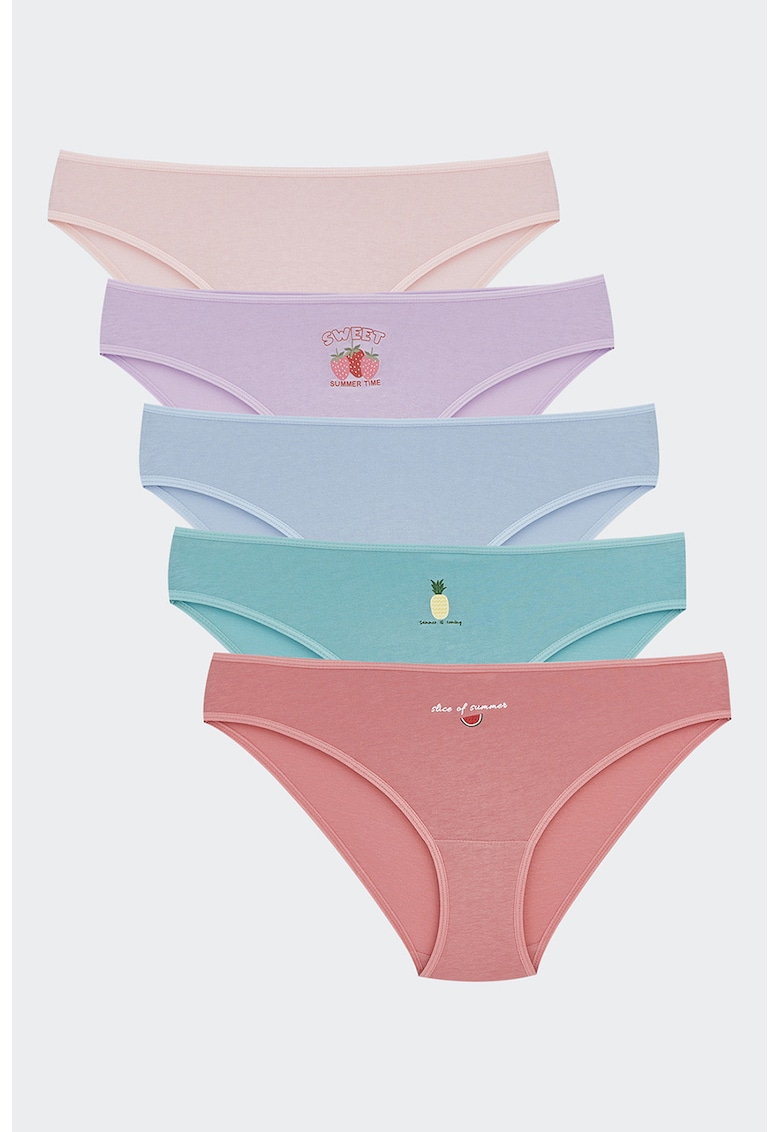 Set de chiloti cu imprimeu - 5 perechi - Multicolor