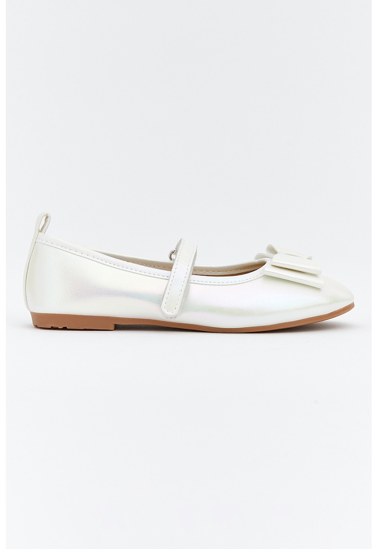Balerini Mary Jane cu aspect holografic - Alb