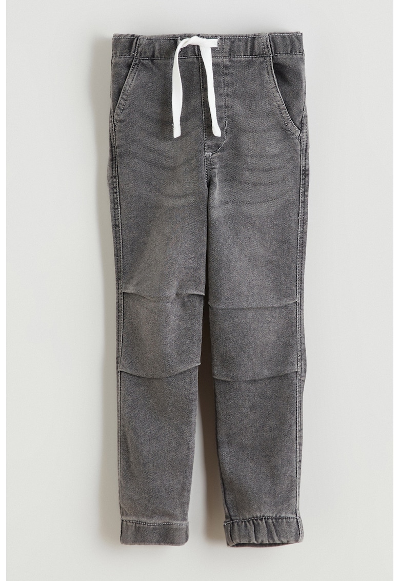 Blugi jogger cu detalii plisate - Gri melange