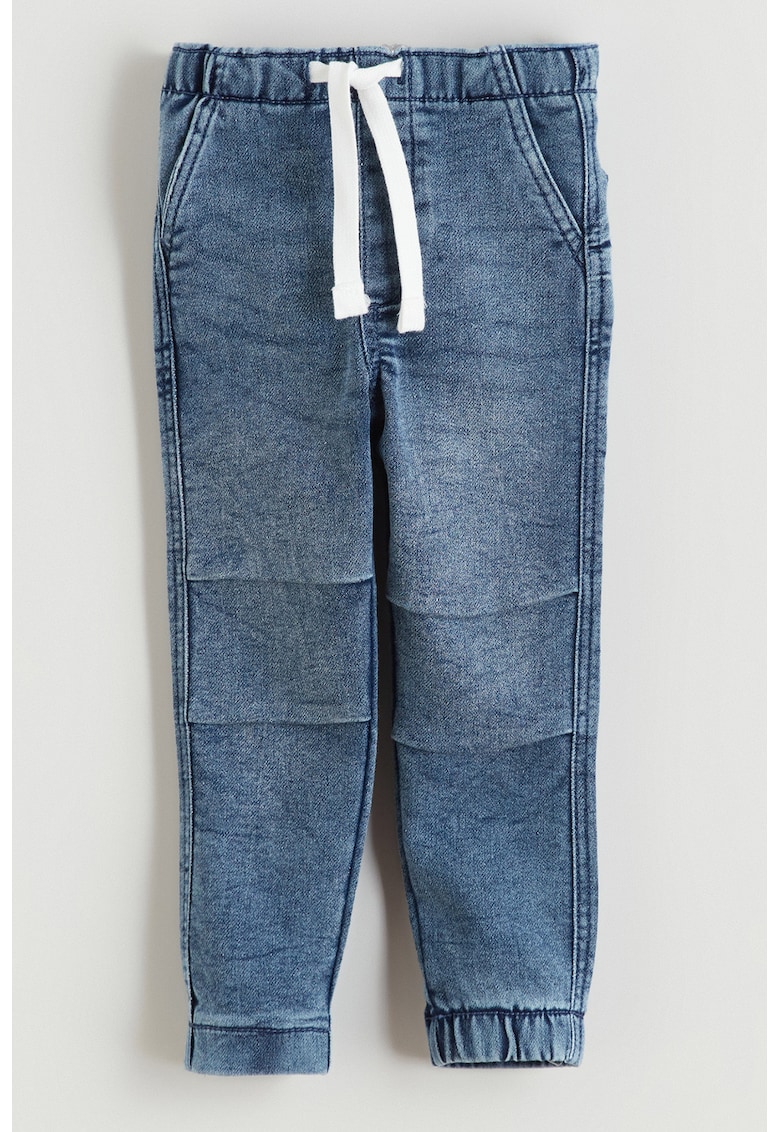 Blugi jogger cu detalii plisate - Albastru pastel