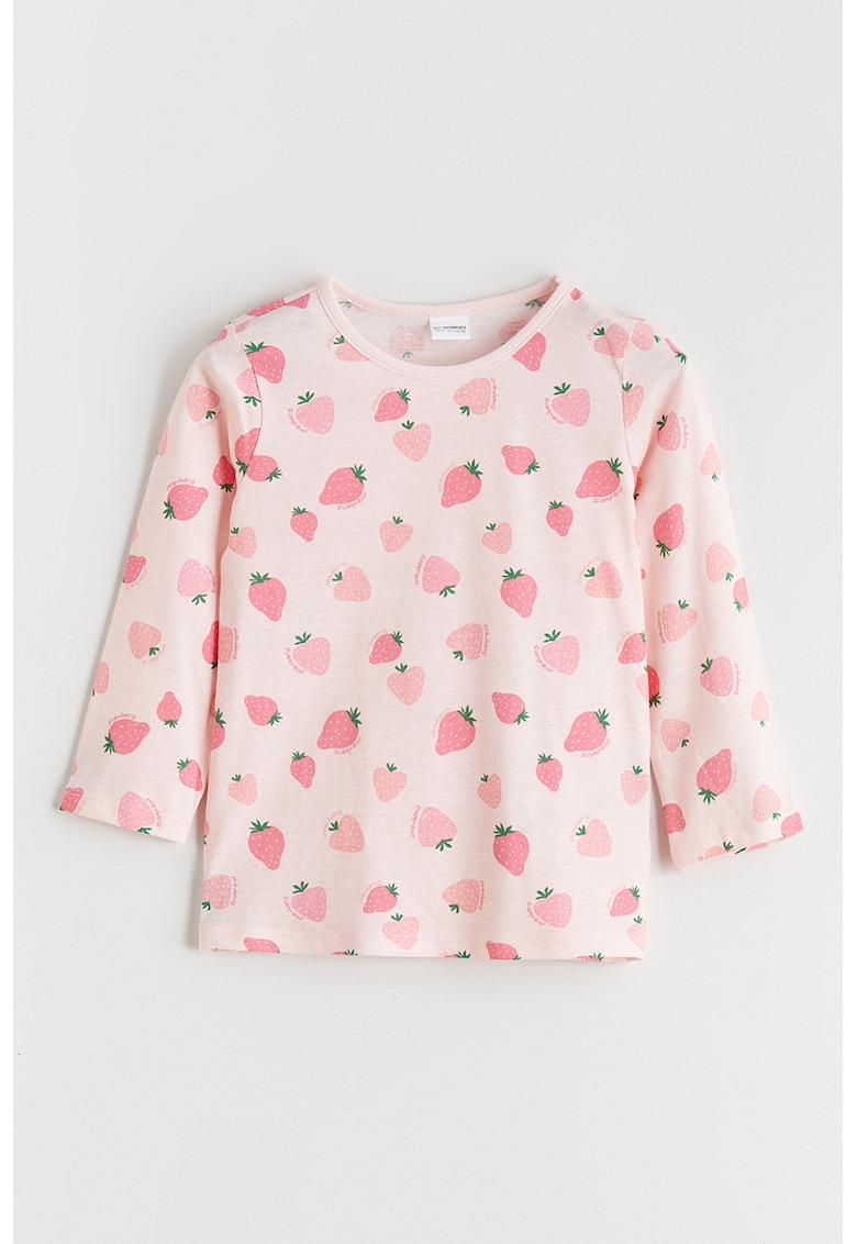 Bluza de pijama cu imprimeu capsune - Roz pal
