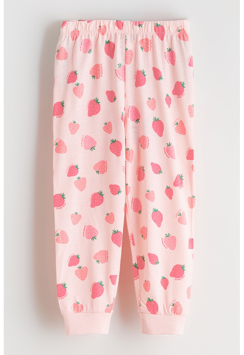 Pantaloni lungi de pijama cu imprimeu capsune - Roz pal