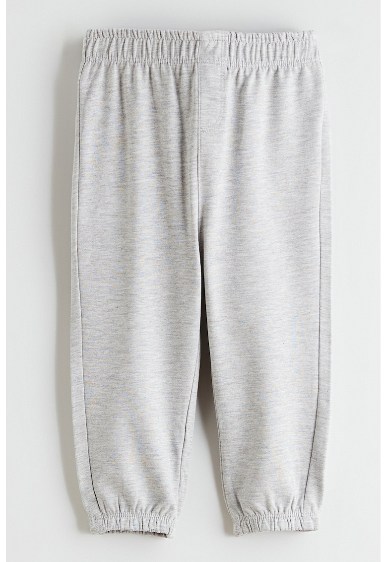 Pantaloni de trening din bumbac cu model uni - Gri melange