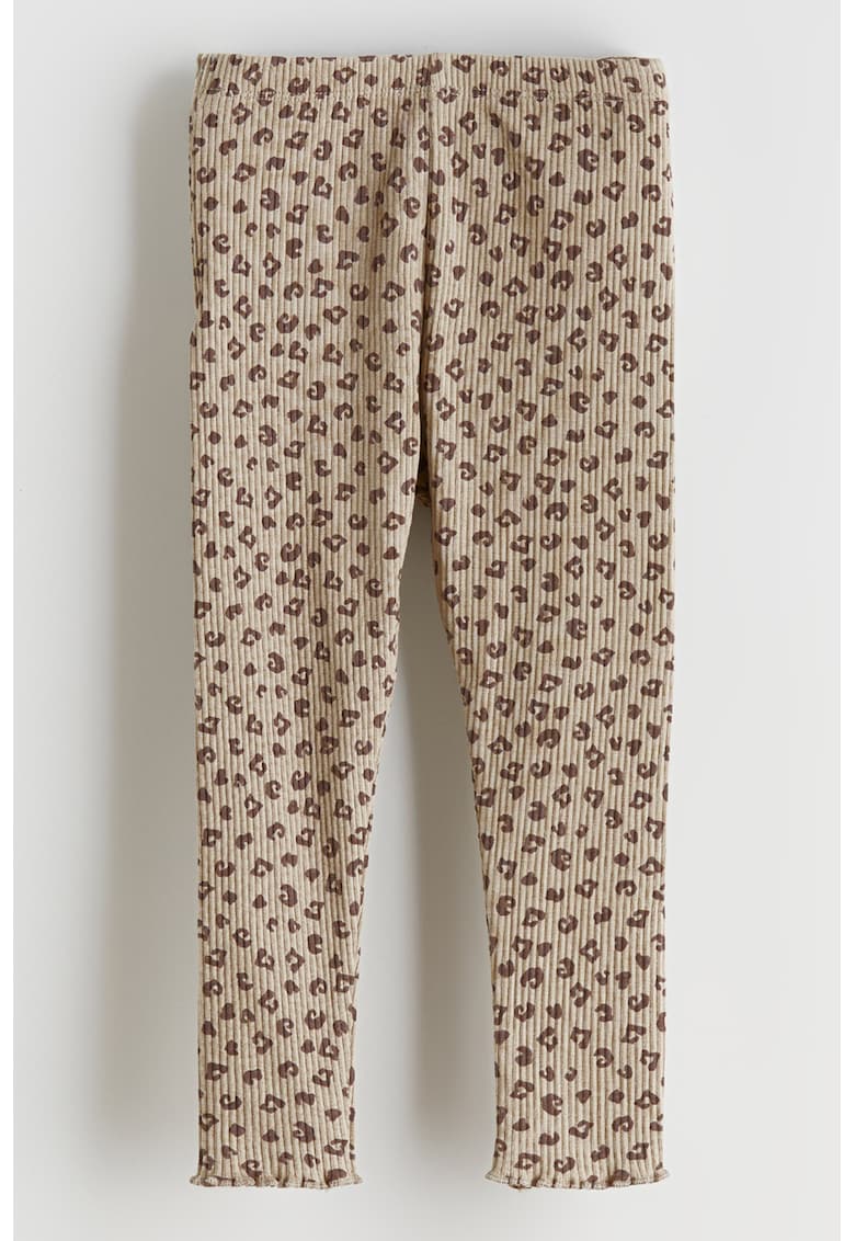 Colanti striati cu animal print - Maro/Bej