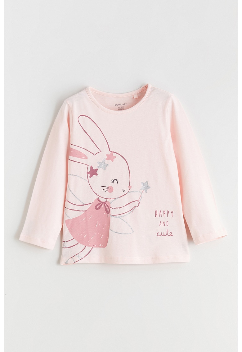 Bluza cu imprimeu grafic - Roz prafuit