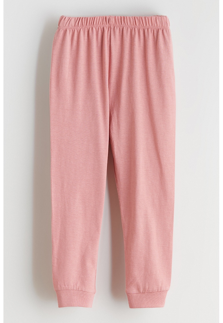 Pantaloni conici cu model uni - Roz prafuit