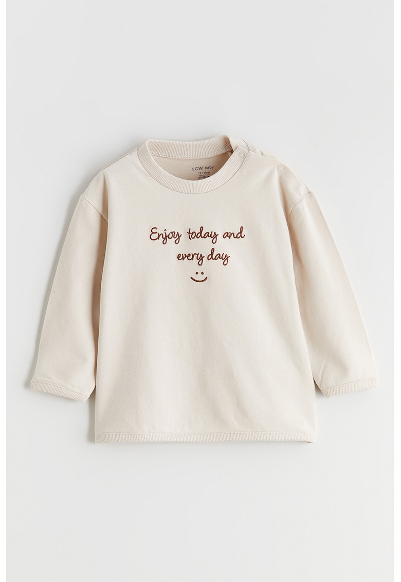 Bluza de trening cu imprimeu text - Bej deschis