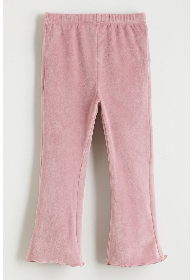 Pantaloni evazati cu aspect de catifea - Roz prafuit