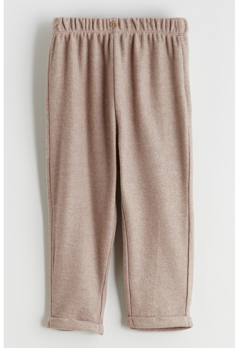 Pantaloni drepti cu terminatie rasucita - Maro deschis