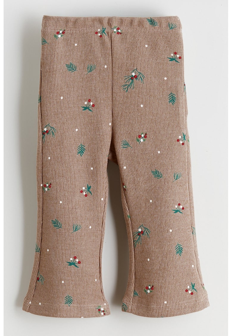 Colanti evazati cu model floral - Maro deschis
