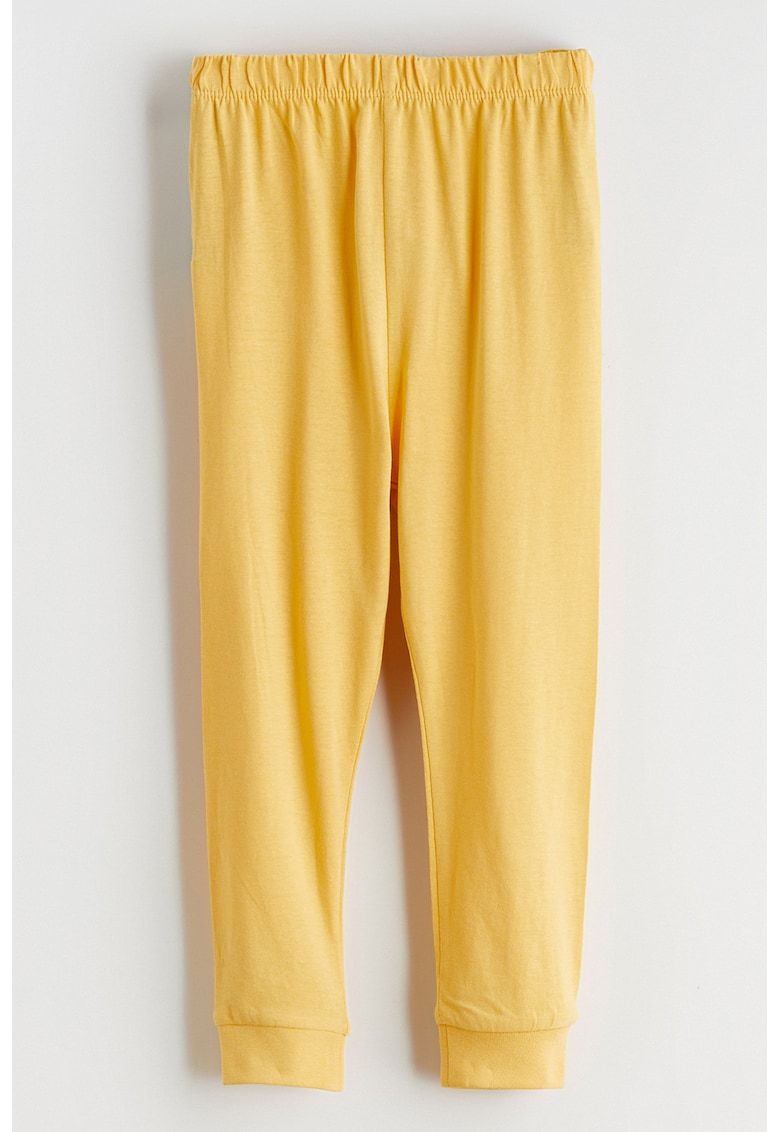 Pantaloni de bumbac cu talie elastica - Galben inchis