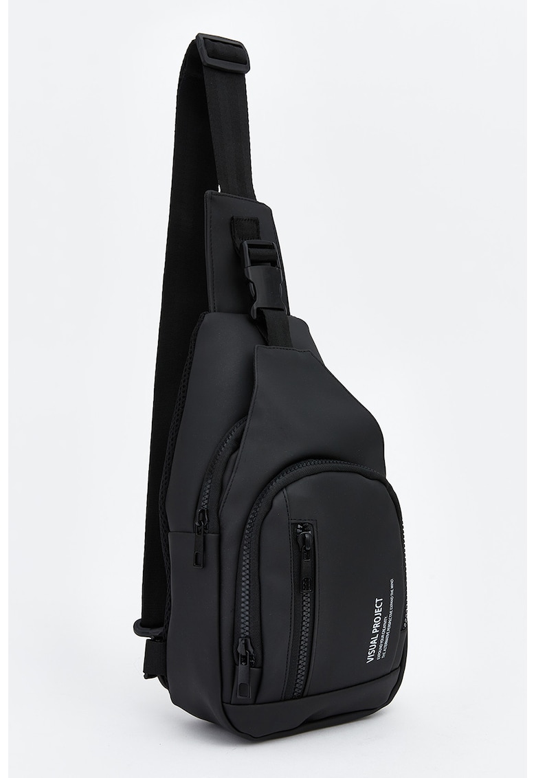 Geanta sling crossbody cu buzunare multiple - Negru