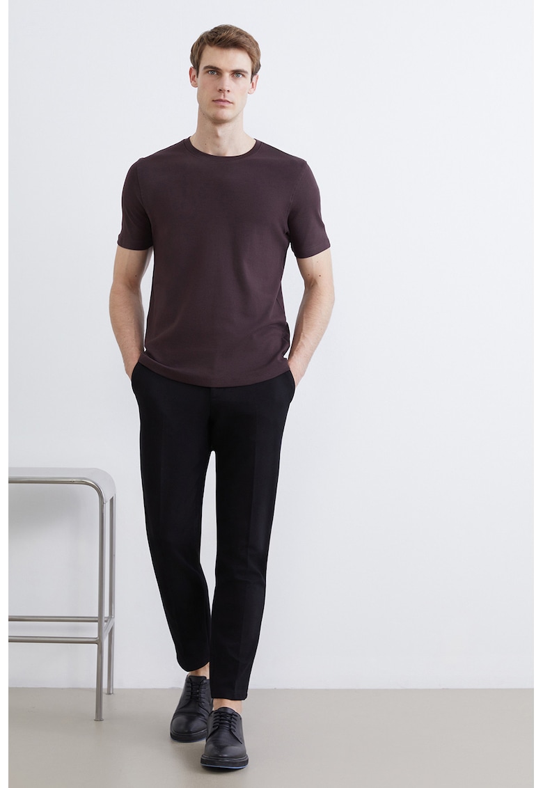 Pantaloni crop eleganti cu pliuri - Negru