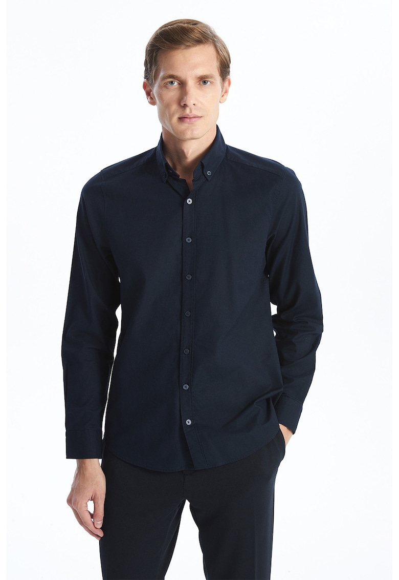 Camasa Oxford slim fit din bumbac - Bleumarin