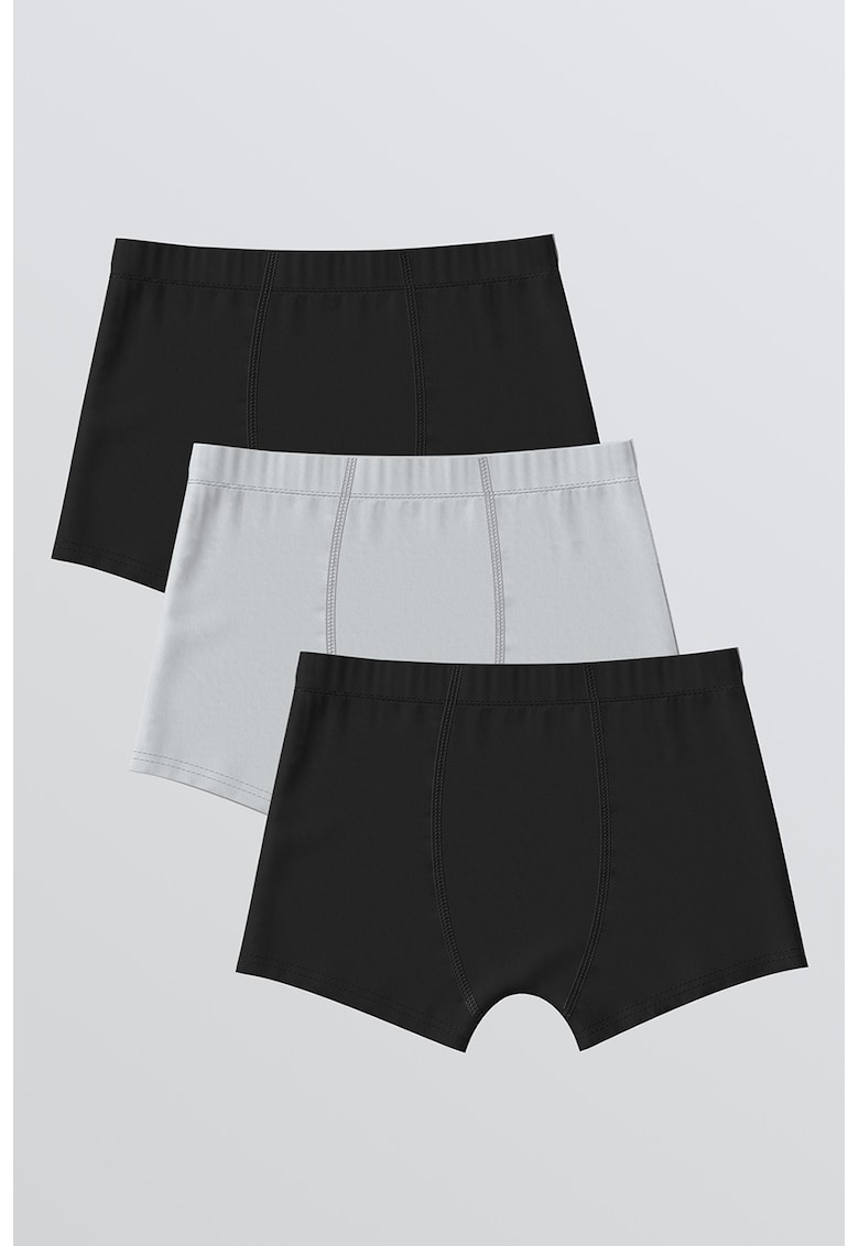 Set de boxeri uni - 3 perechi - Negru/Gri deschis