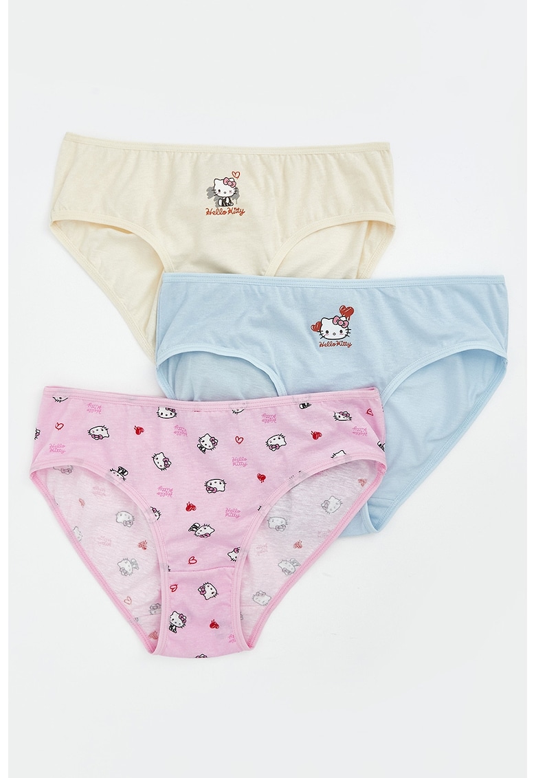 Set de chiloti cu imprimeu Hello Kitty - 3 perechi - Multicolor