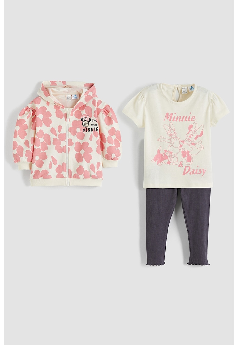 Set de hanorac din amestec de bumbac - tricou si colanti - 3 piese - Gri inchis/Roz/Crem
