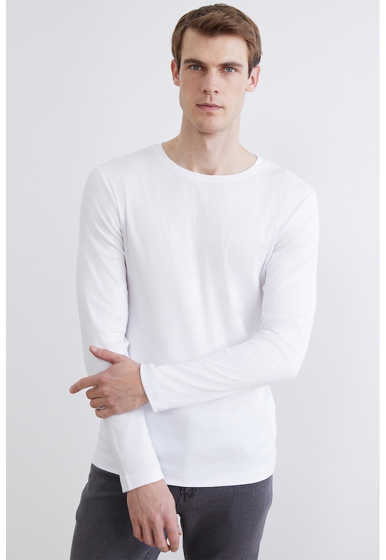 Bluza slim fit de bumbac - Alb optic