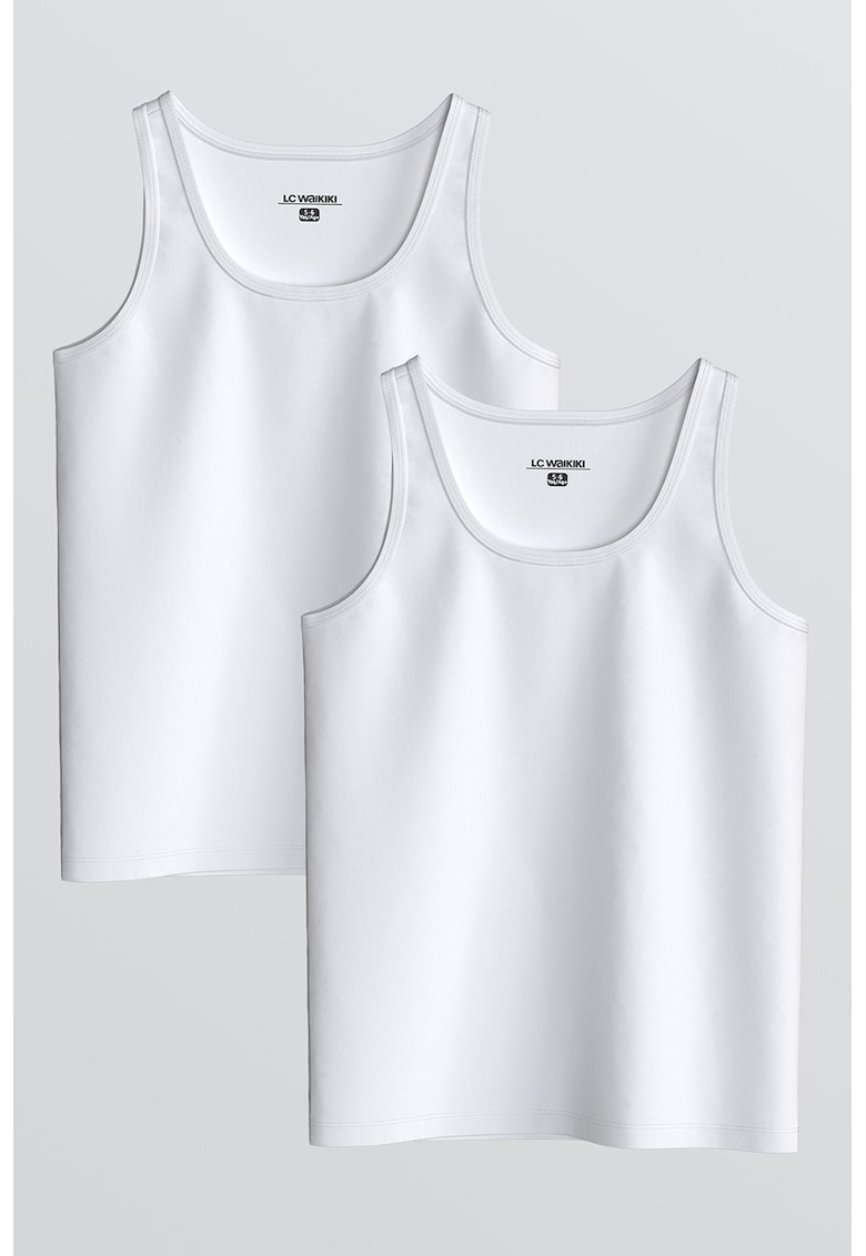 Set de top-uri de bumbac - 2 piese - Alb optic