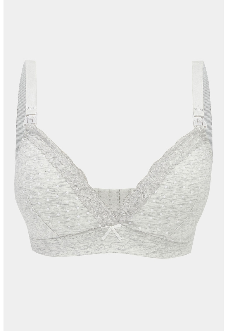 Sutien cu insertii de dantela - Gri melange