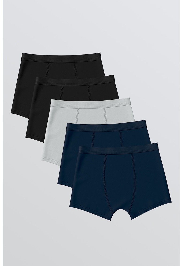 Set de boxeri - 5 perechi - Negru/Gri deschis/Albastru