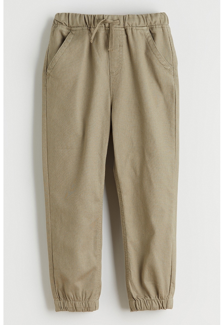 Pantaloni cu croiala conica si talie ajustabila - Kaki