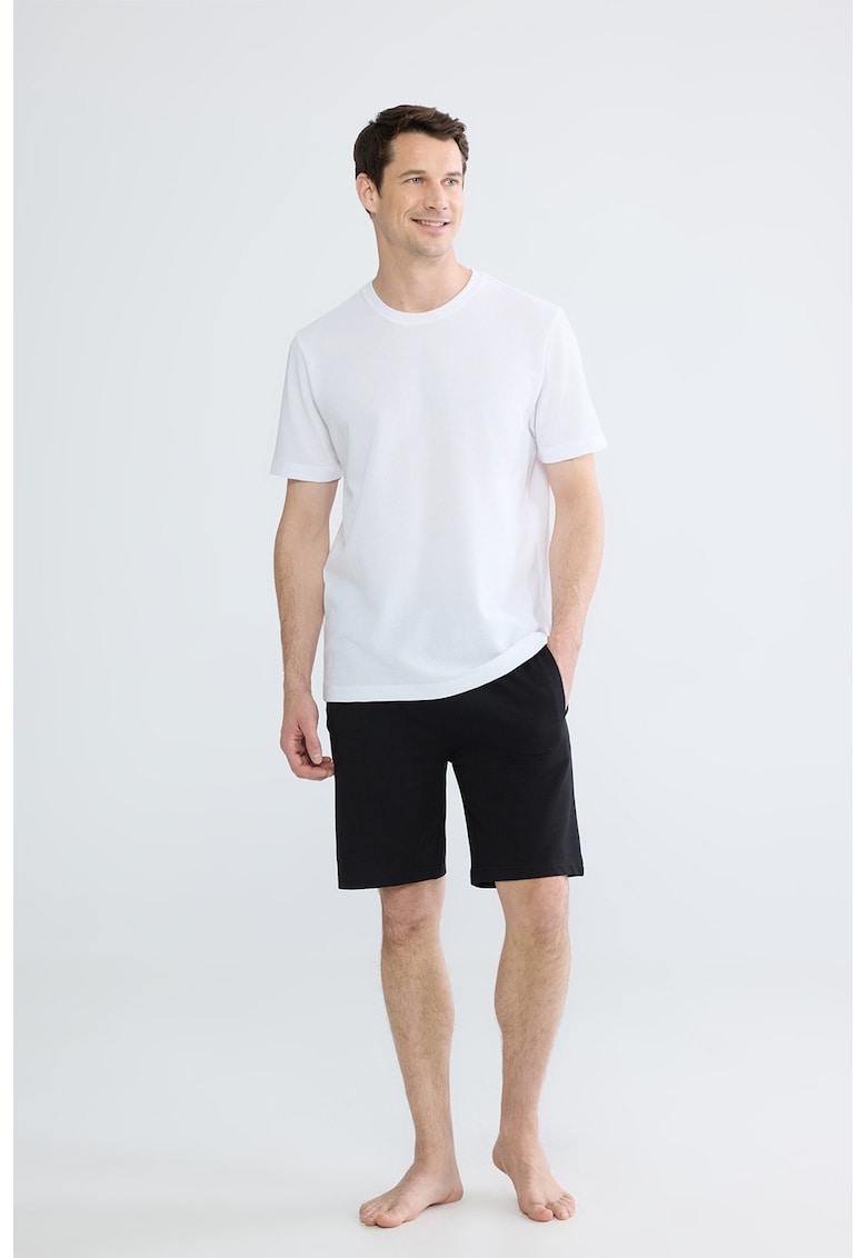 Pantaloni scurti de pijama cu snur - Negru