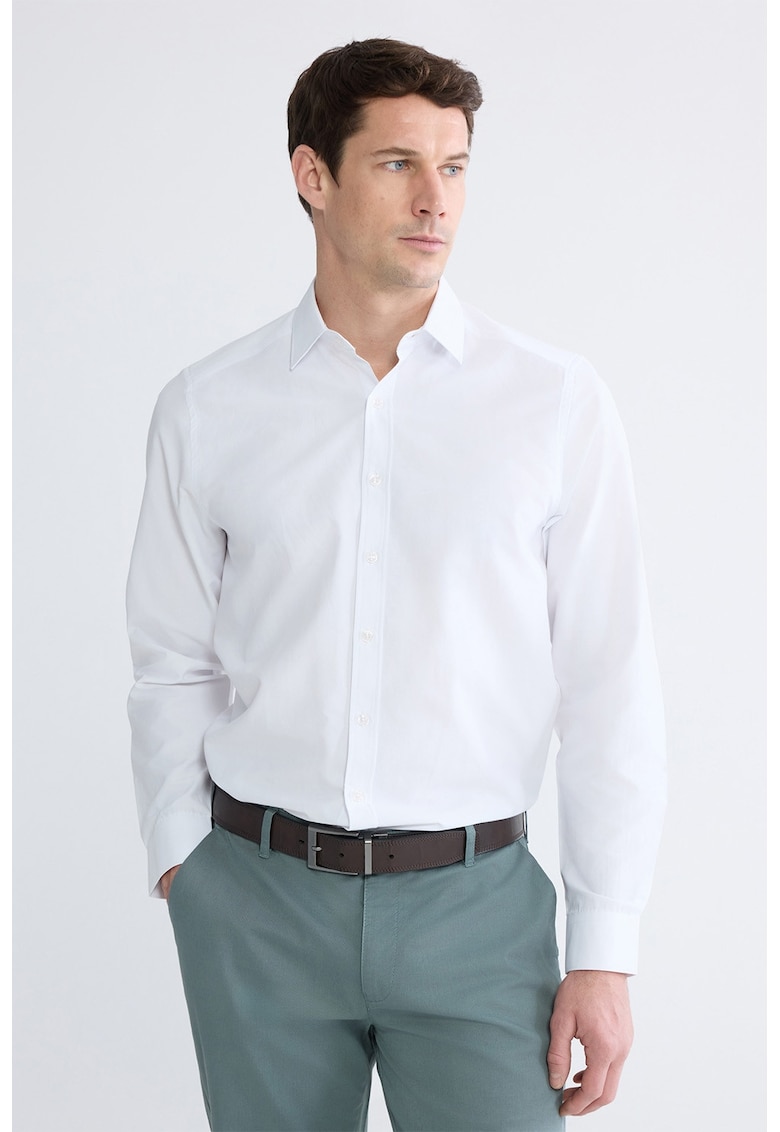 Camasa slim fit cu guler ascutit - Alb optic