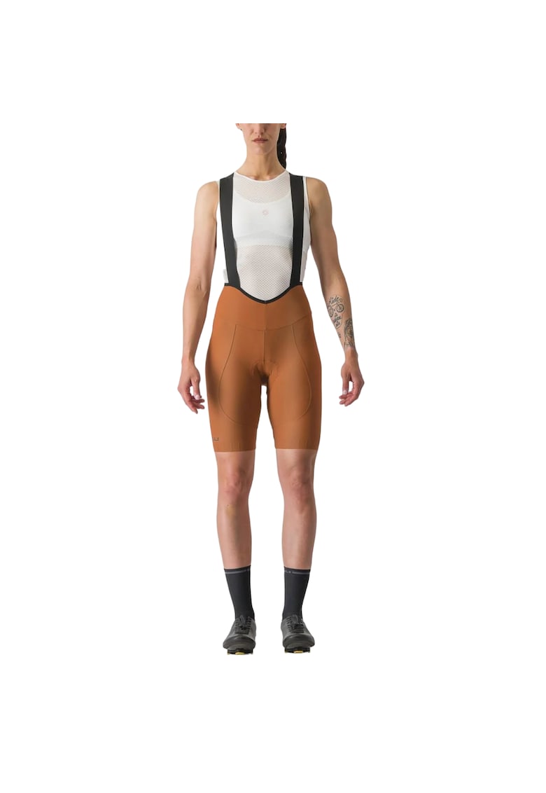Pantaloni scurti ciclism cu bretele dama Espresso SS 2024 - Maro
