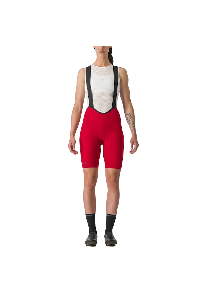 Pantaloni scurti ciclism cu bretele dama Espresso SS 2024 - Rosu