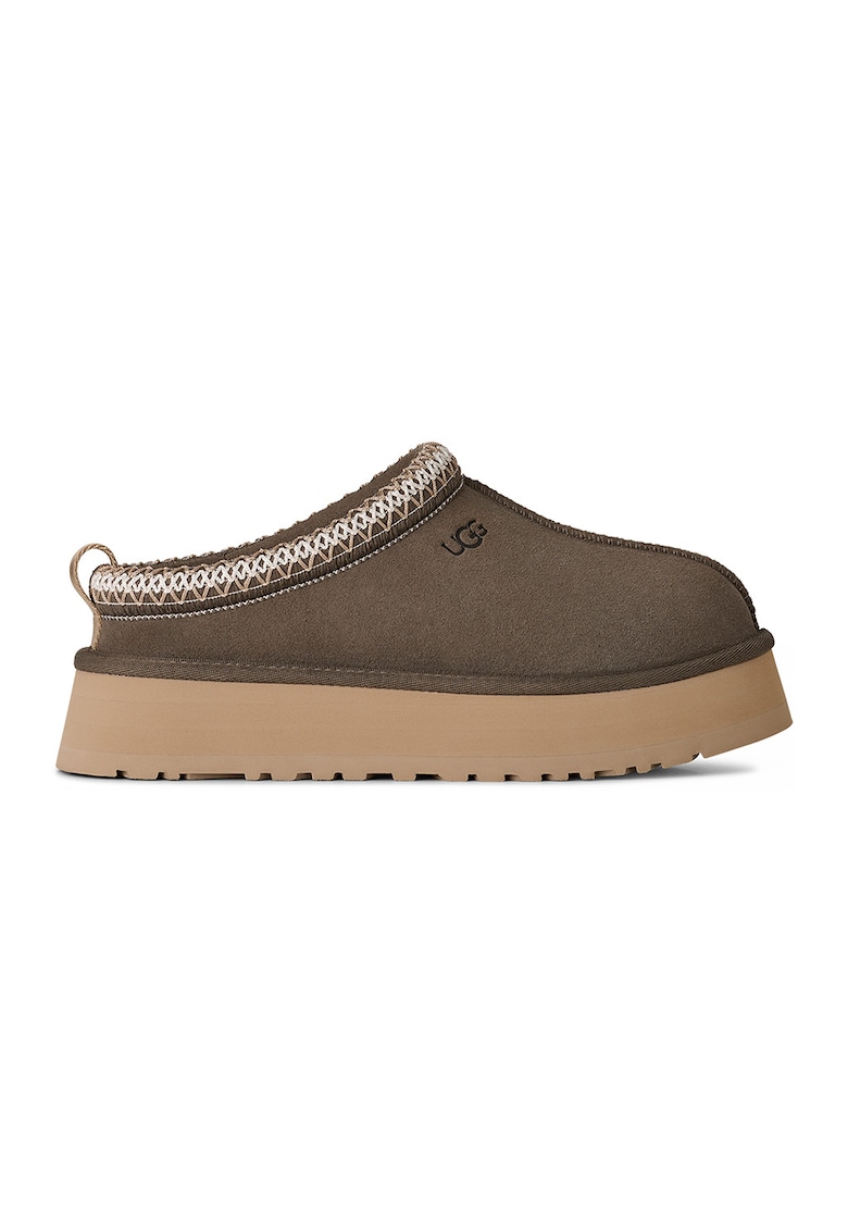 Saboti din piele intoarsa cu talpa flatform Tazz II - Maro camel/Albastru glaciar