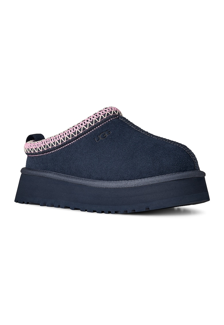 Saboti din piele intoarsa cu talpa flatform Tazz II - Roz deschis/Albastru indigo