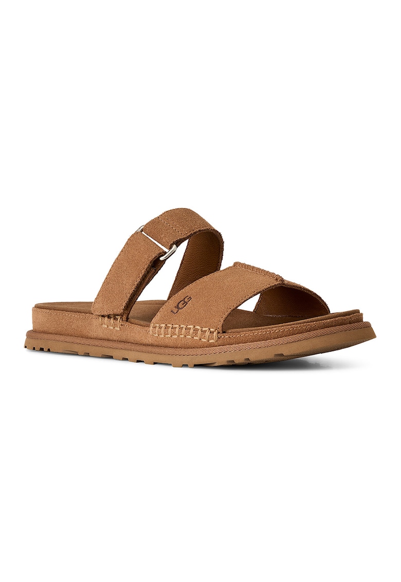 Papuci din piele intoarsa GoldenGaze - Caramel