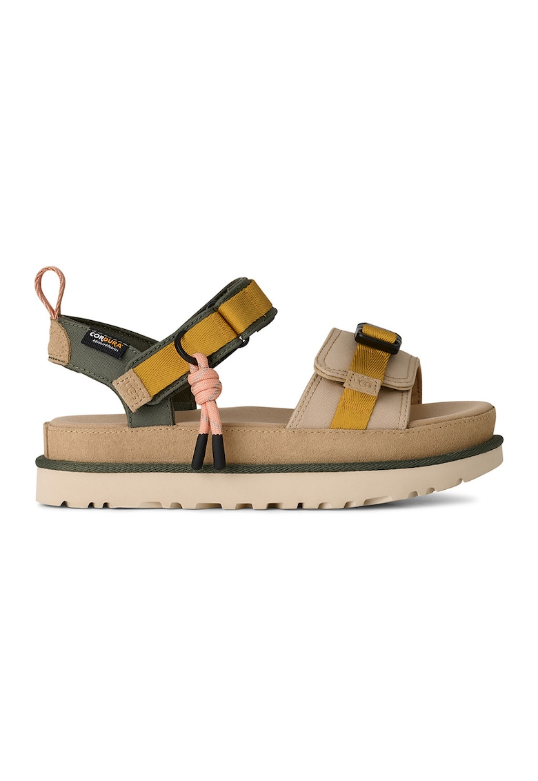 Sandale din piele si material textil Goldenstar - Maro nisip