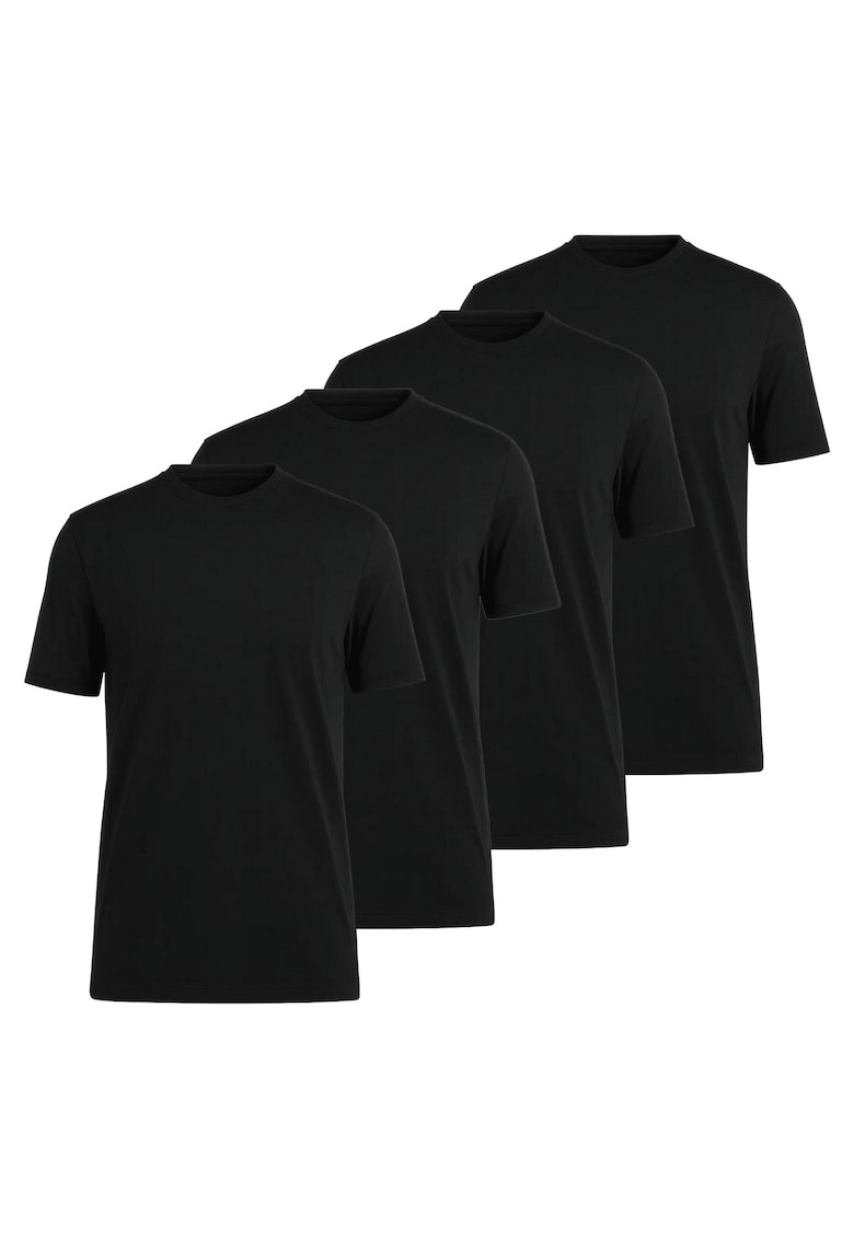 Olymp Set de tricouri din bumbac cu model uni - 4 piese - Negru
