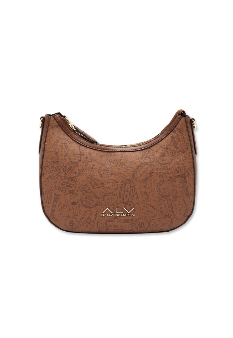 Geanta de piele ecologica cu maner si model - Caramel